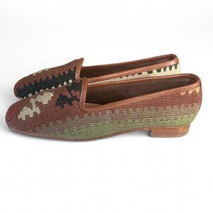 Kilim Handmade Vintage Turkish Rug Loafers Size 9 US 38 EU